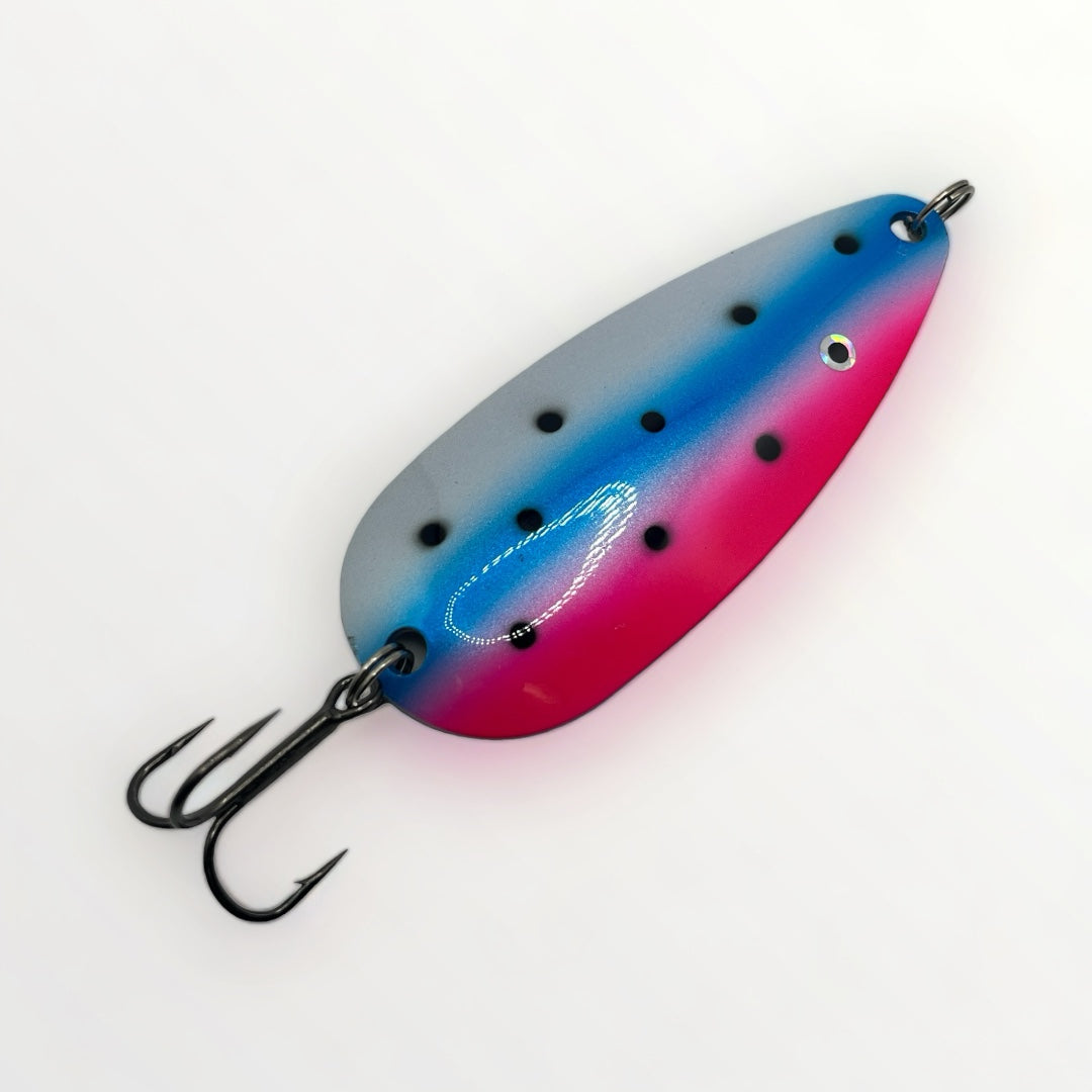 Version couleur RAINBOW TROUT de la cuillère de pêche WOBBLER.