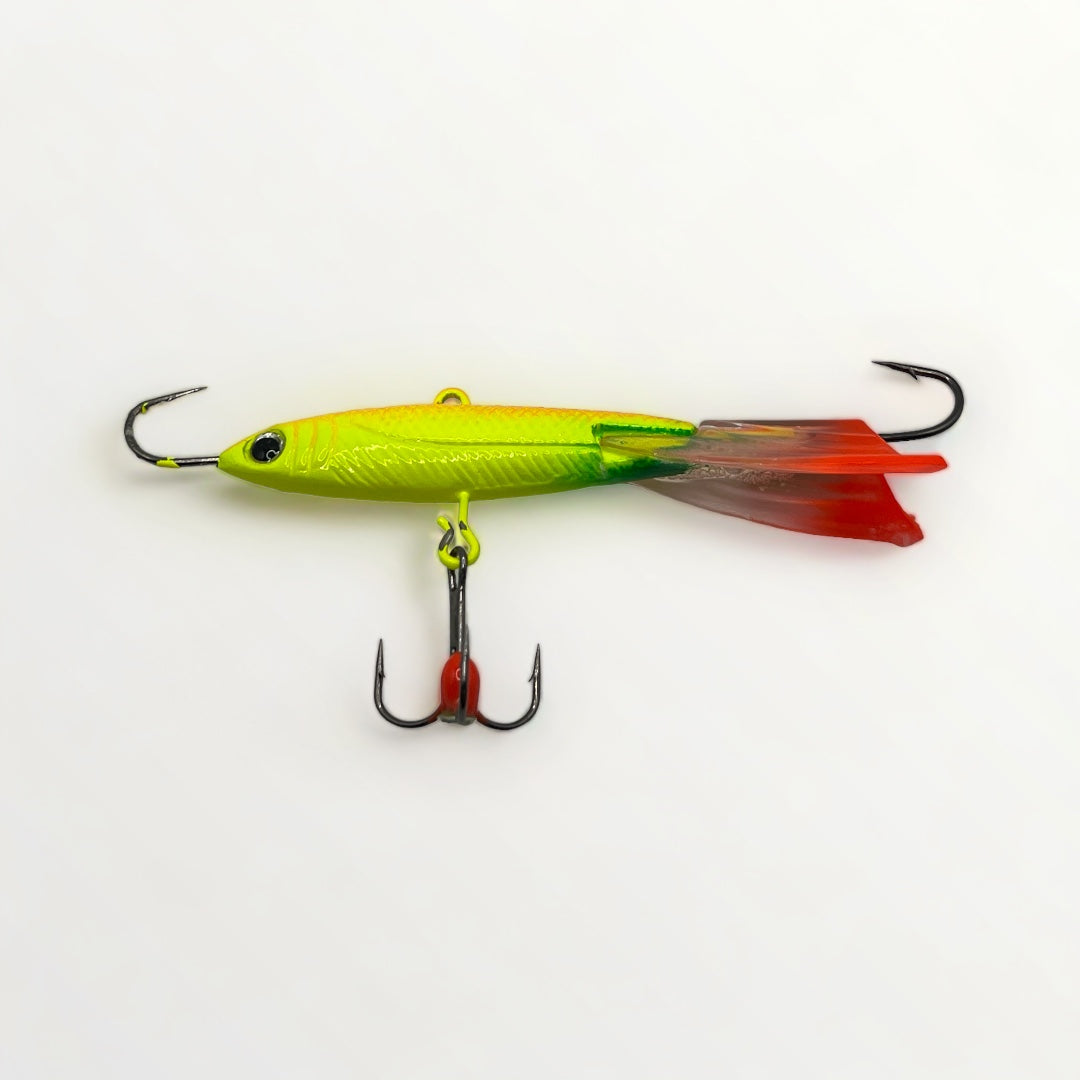 Vue de la couleur SUNRISE du leurre DANCER LEAD FISH 7 cm.