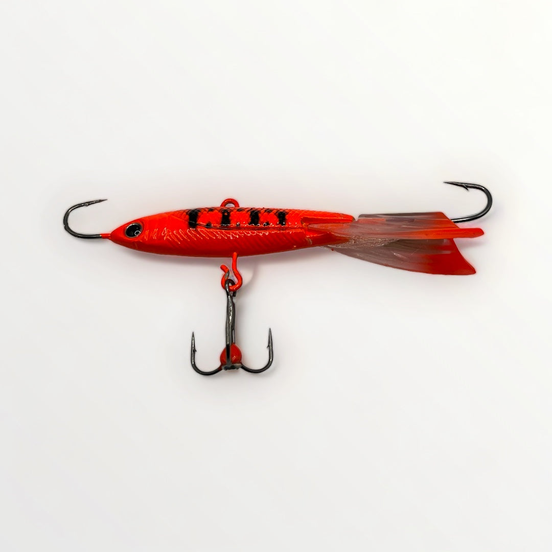 Vue de profil d'un leurre DANCER LEAD FISH couleur RED TIGER.
